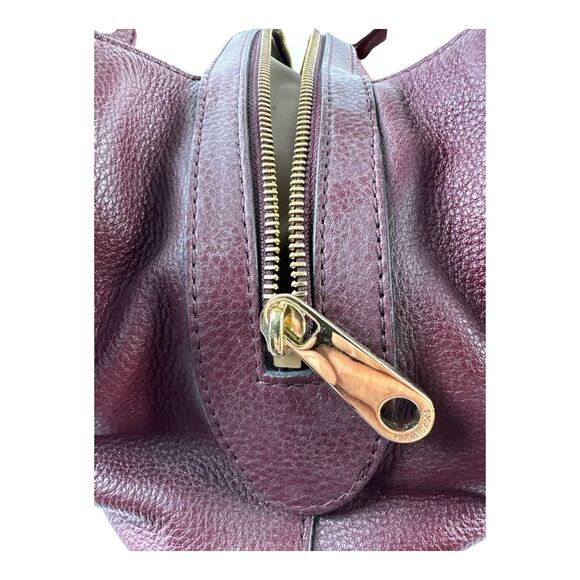 Michael Kors Raven Large Pebble Leather Shoulder Handbag Tote Purse Maroon EUC - Picture 14 of 15